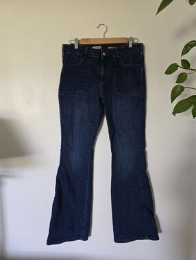 Pilcro Anthropologie Dark Wash Flare Jeans Size 29 Mid Rise